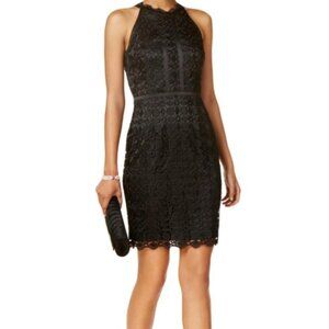 Adrianna Papell Black Halter Guipure Dress Size 12